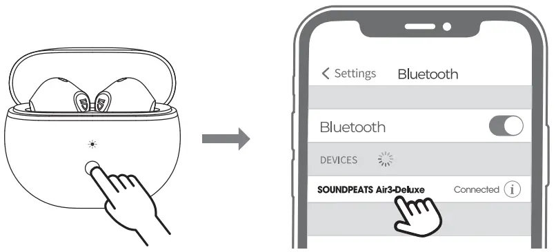 SOUNDPEATS Air Deluxe Wireless Earbuds - pairing