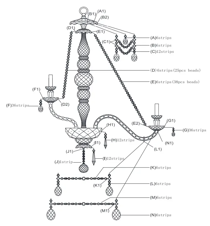 RALPH LAUREN IG RL5006CG Daniela Medium Two Tier Chandelier - INSTRUCTIONS 2