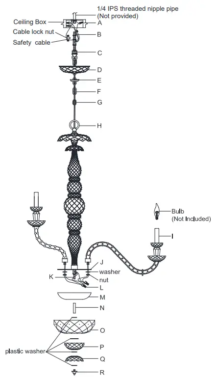 RALPH LAUREN IG RL5006CG Daniela Medium Two Tier Chandelier - INSTRUCTIONS