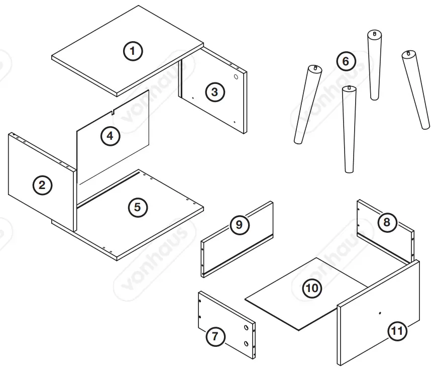 VonHaus 3000214 Herringbone Bedside Table fig