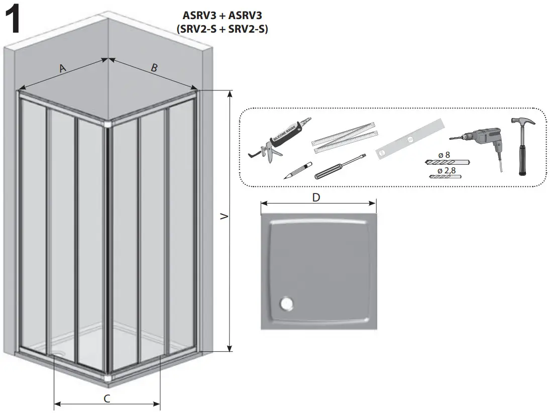 RAVAK SRV2 S ASRV3 APSS Shower Enclosure - Figure 2