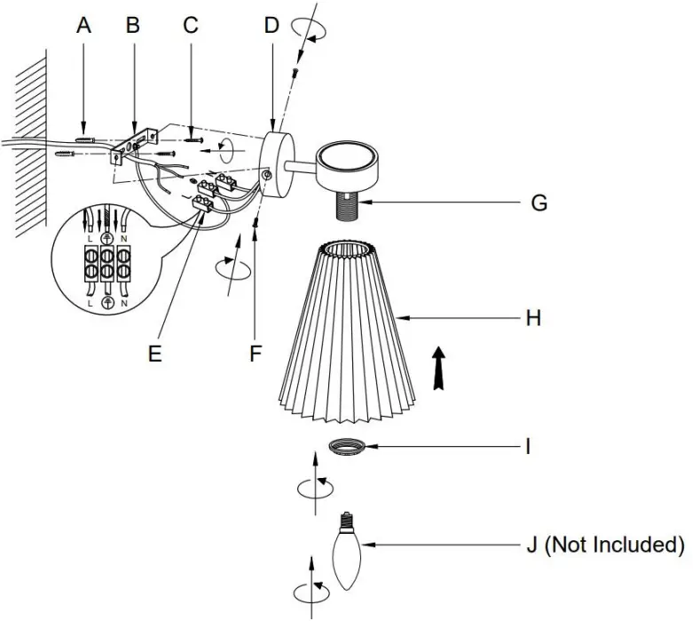 Lucci decor 309136 Amore 1LT Pleated Wall Bracket