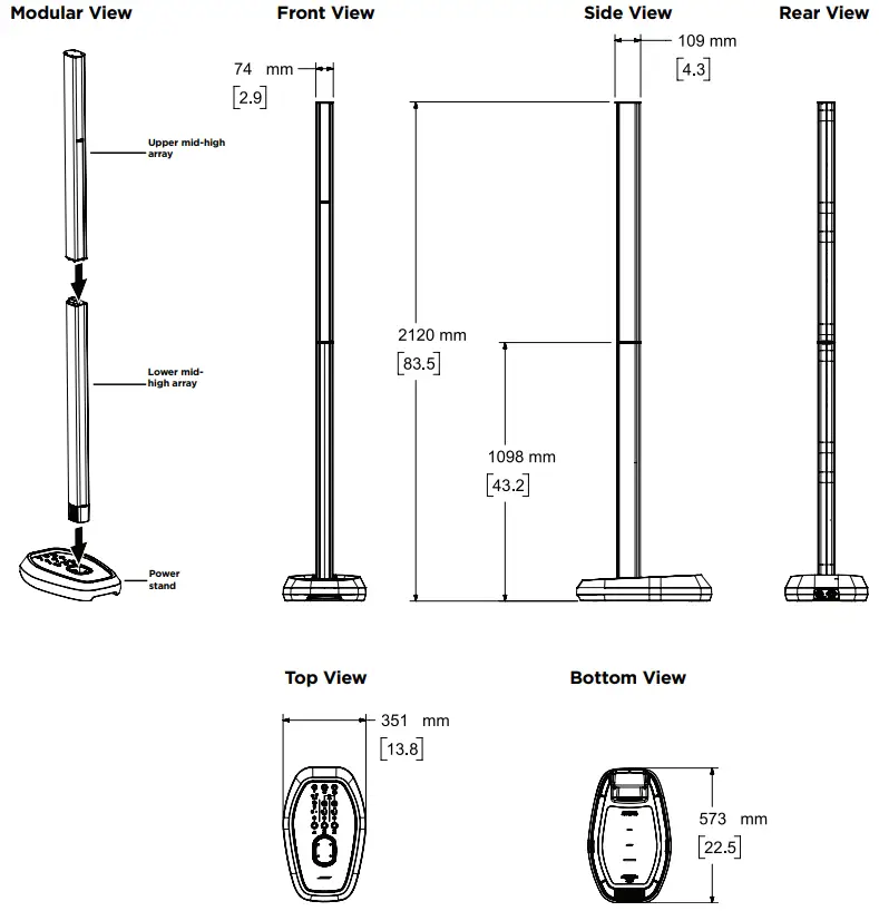 BOSE L1 PRO32 + SUB2 PORTABLE -Dimensions