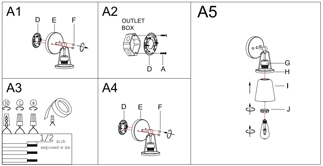 Uolfin 4806459 1-Light Gold Bathroom Vanity Light with Matte Black Cup Metal Shade - Fig 2