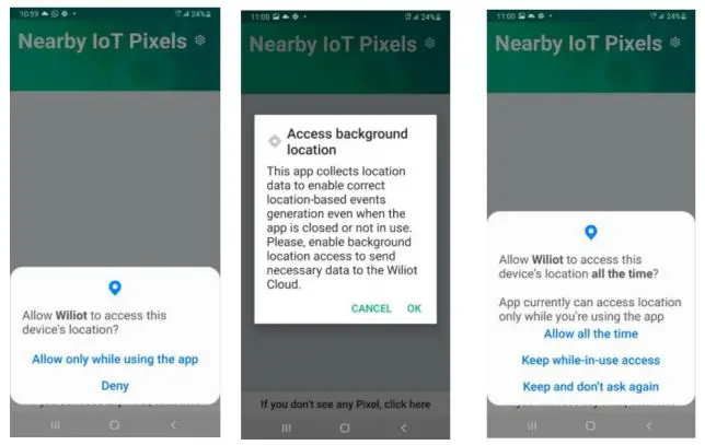 Apps Wiliot App User Guide - Next, use the prompts to enable Location services for Pixel’s location