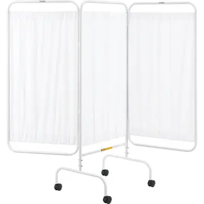 GLOBAL INDUSTRIAL 732141 3 Panel Privacy Screen with Caster Vinyl Panels