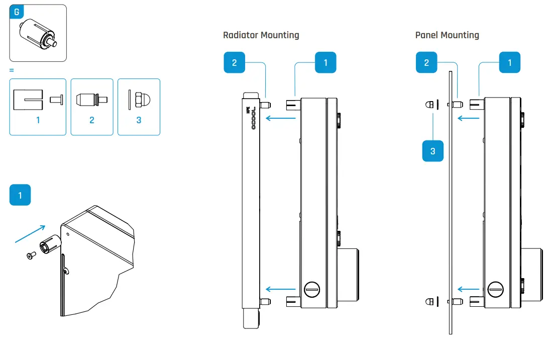 alphacool Core Distro Plate 360 Left VPP D5 - Push Pin mounting
