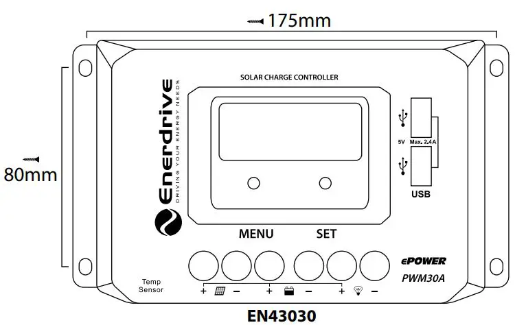 ePOWER-EN4302030-Smart-Automatic-12-24-Volt-Pwm-Solar-Controller-4-Stage-Charging-fig 2