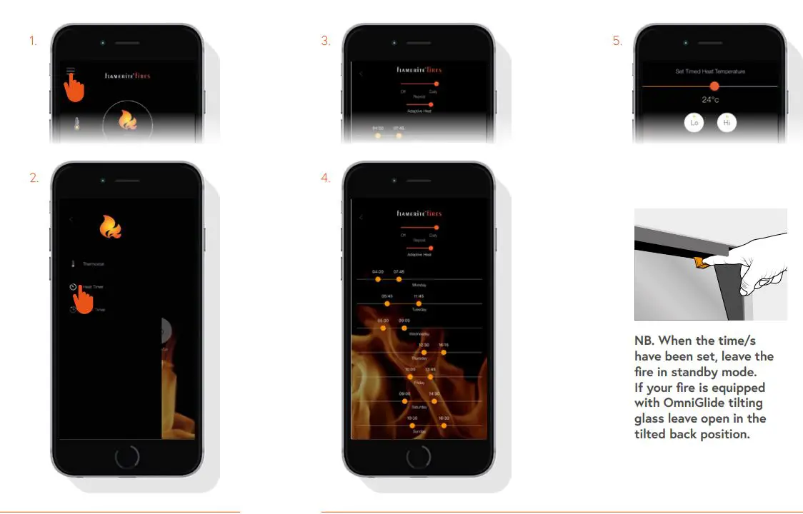 FLAMERITE Smart eControl Radia 3 Instructions - The Smart eControl app allows you to set a single timed event per day from 15 minutes to 6 hours