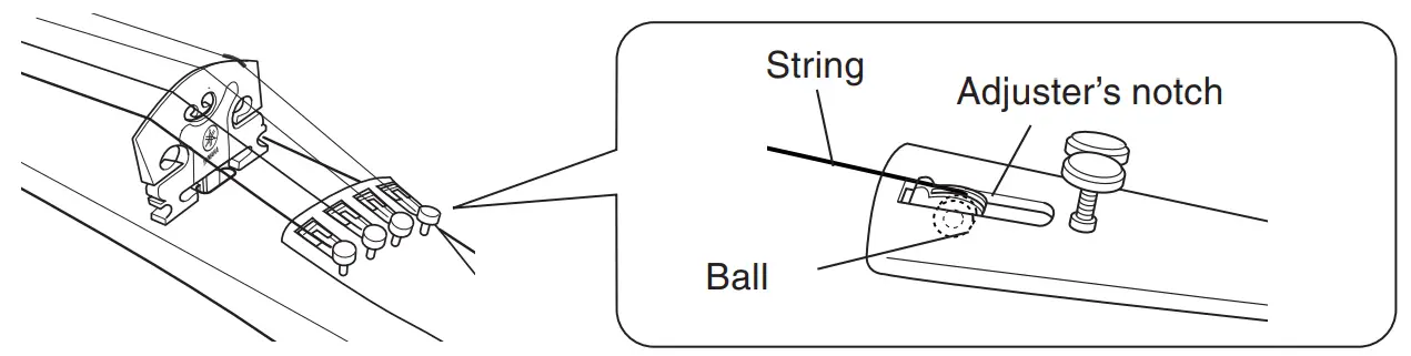 YAMAHA YEV104 Electric Violin - Adjuster’s notch