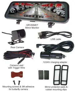 GATOR GRV90MKT 9 Inch Mirror Mounted Wired Rear View and Reversing Camera - figure 1