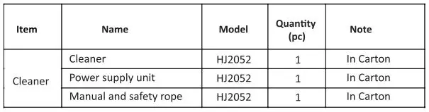 Paxcess Orobotic Pool Floor Cleaner - Packing list