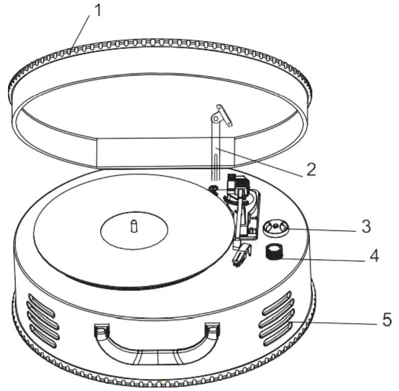 Lenco TT 34 Classic Phono Wooden Turntable with USB Connection - FRONT PANEL