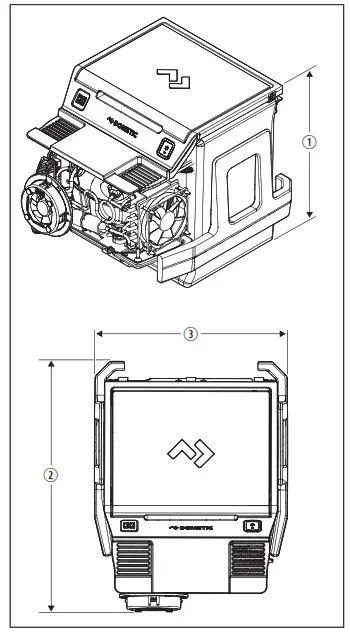 DOMETIC CCF T CPV Center Console Refrigerator - External Dimensions