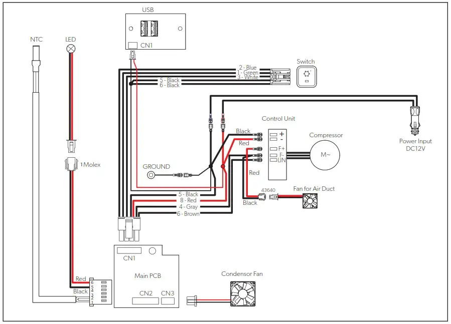 DOMETIC CCF T CPV Center Console Refrigerator - Wiring Diagram