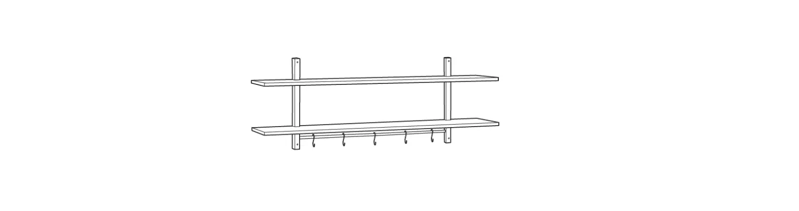 Ikea 502.413.37 Värde Wall Shelf With 5 Hooks Instruction Manual