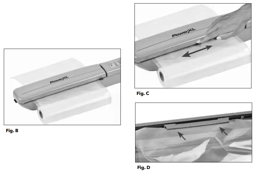 PowerXL VS2 140W Duo Nutirisealer Owner's Manual - Fig. B,C,D