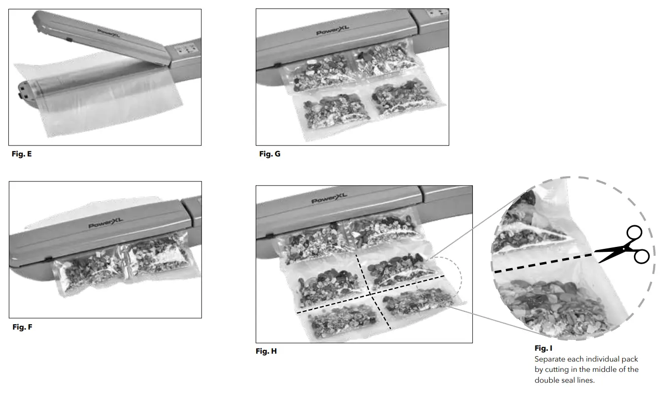 PowerXL VS2 140W Duo Nutirisealer Owner's Manual - Fig. E,F,G,H,I