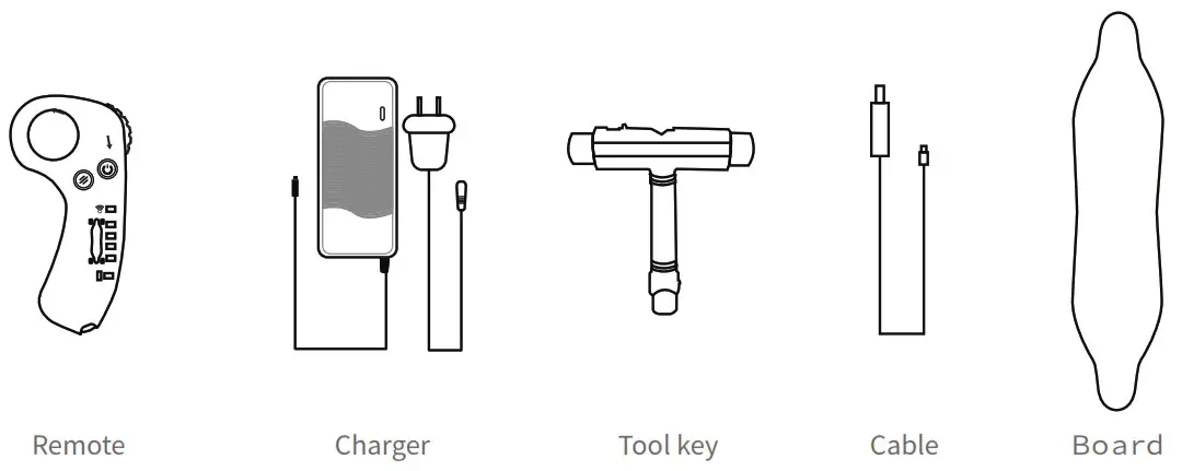 HIBOY S22 Electric Skateboard Dual Brushless Motor Longboard - Packing List