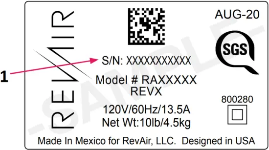 REVAIR RA80006 - RevAir Serial Number 1