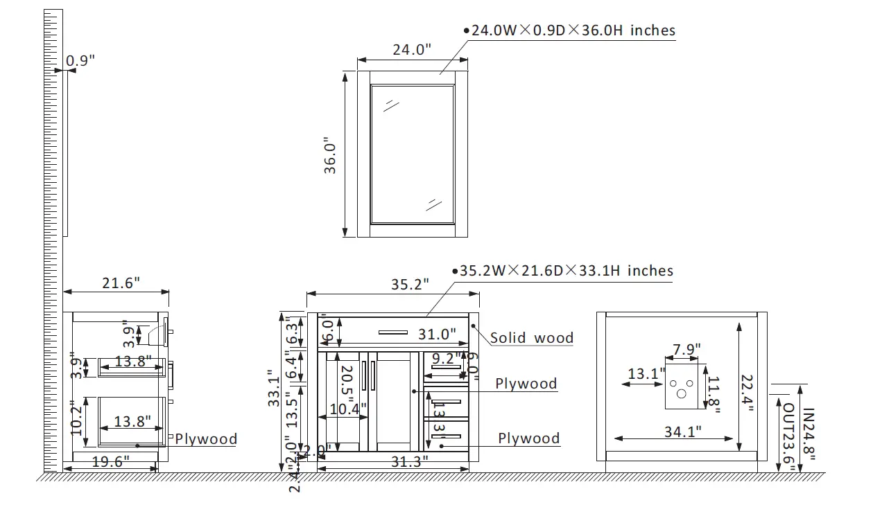 UNBRANDED 531036 Bath Vanity Cabinet fig (4)