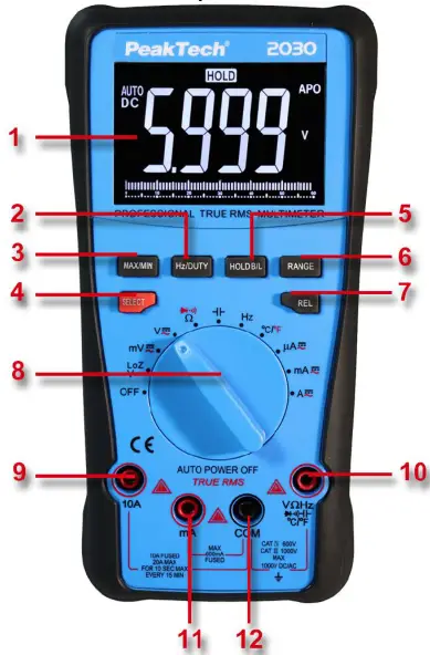 PeakTech 2030 Digital Multimeter - Front Panel