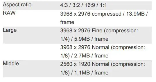 OLYMPUS STYLUS 1s Compact Digital Camera - Image Size