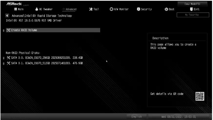 ASRock Configuring a RAID Array Using UEFI Setup Utility-3