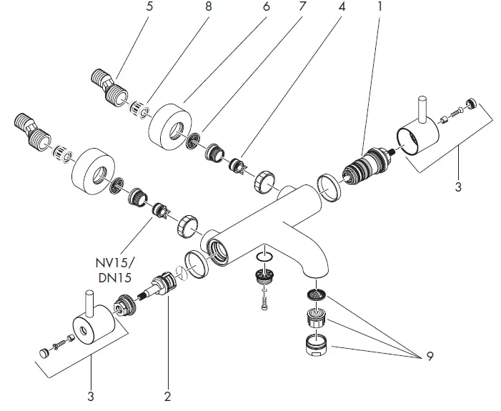 hansgrohe Ecostat 1001 SL Care Thermostatic Bath and Shower Mixer-16