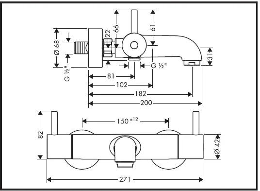 hansgrohe Ecostat 1001 SL Care Thermostatic Bath and Shower Mixer-2