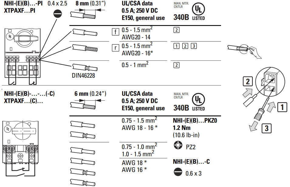 EATON IL03801004Z Moeller Series NHI Standard Auxiliary Contact 1N O Plus 2N C Screw Connection - 3