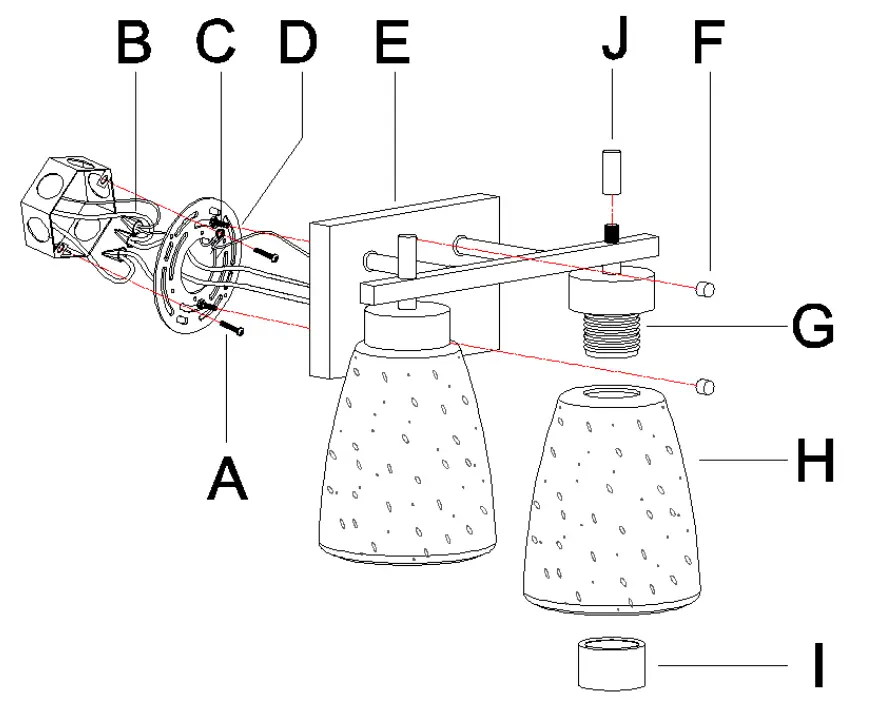 Uolfin A04551 13-Inch 2-Light Matte Black with Seeded Bell Glass Modern-Contemporary Vanity Light - Fig 1