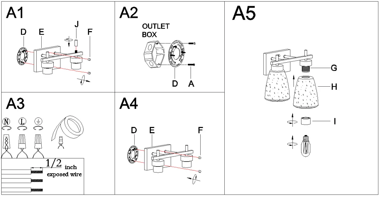 Uolfin A04551 13-Inch 2-Light Matte Black with Seeded Bell Glass Modern-Contemporary Vanity Light - Fig 2