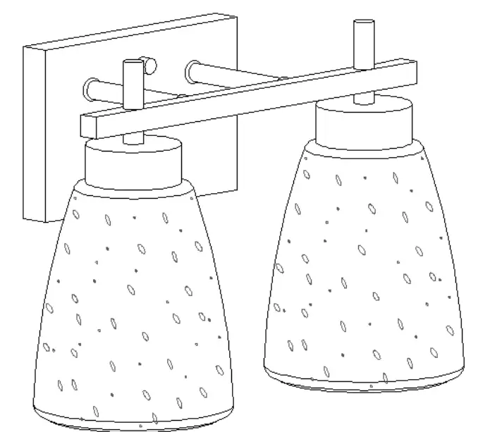 Uolfin A04551 13-Inch 2-Light Matte Black with Seeded Bell Glass Modern-Contemporary Vanity Light