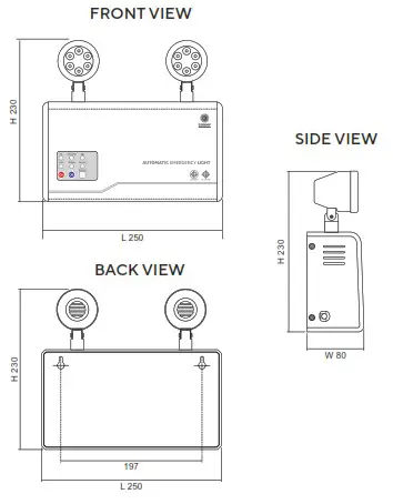 SUNNY CU Series Self Contained Emergency Light - Dimension