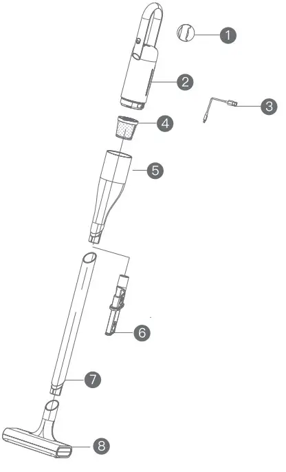 deerma VC01 Handheld Wireless Vacuum Cleaner- parts