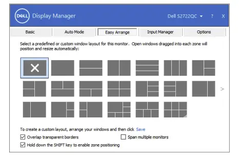 Hold down the SHIFT key to enable zone positioning