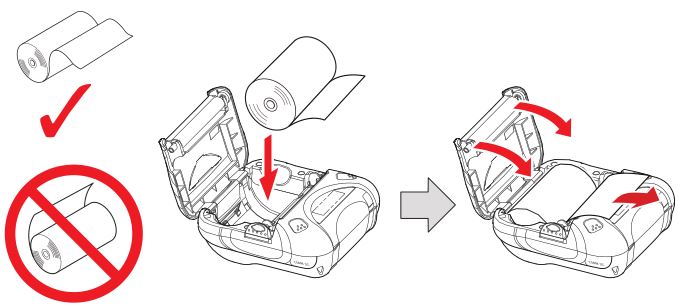 Star SM-T300, SM-T301, SMT302 Mobile Printer - Insert a new paper roll as shown