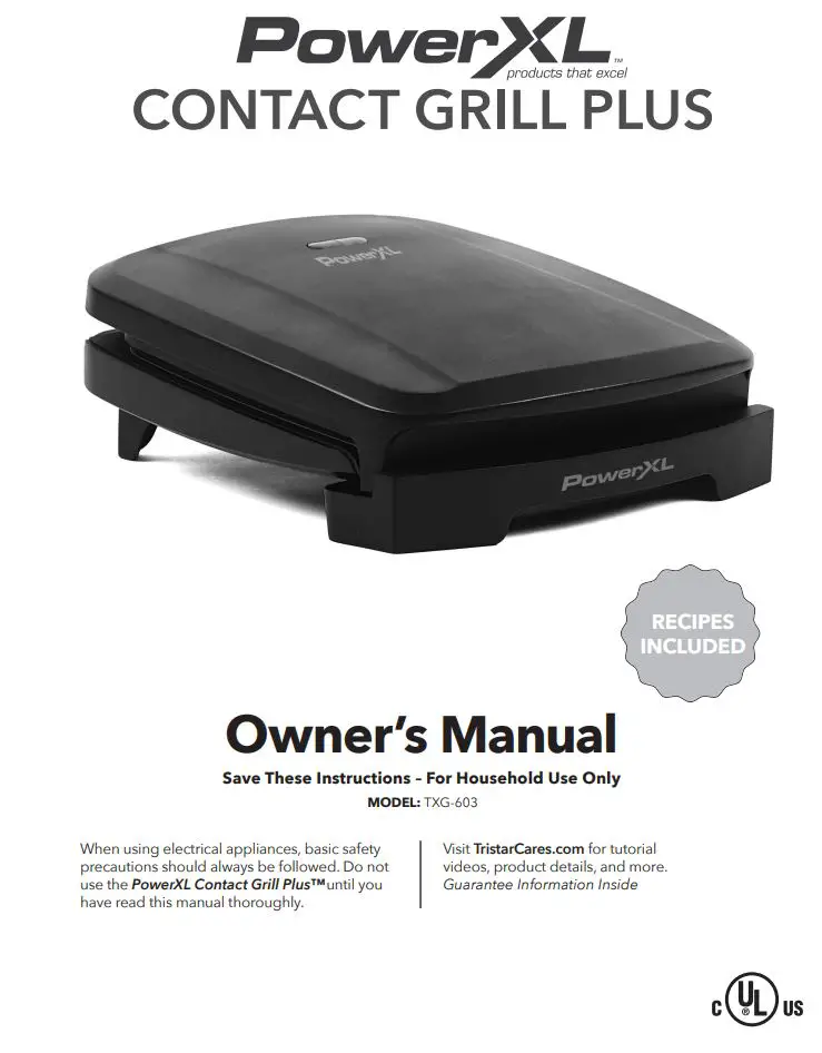 TRISTAR TXG-603 Contact Grill Plus Owner’s Manual