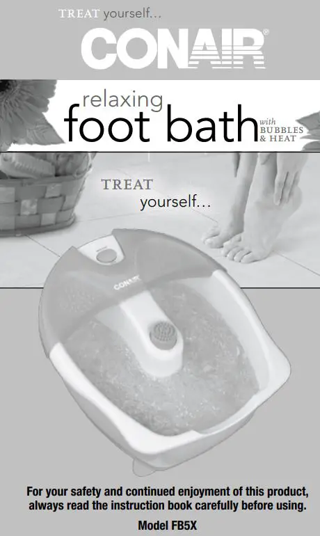 CONAIR FB5X Foot Spa with Bubble and Heat Instruction Manual