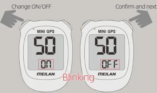 MEILAN M3 Mini GPS Bike Computer - Confirm and next