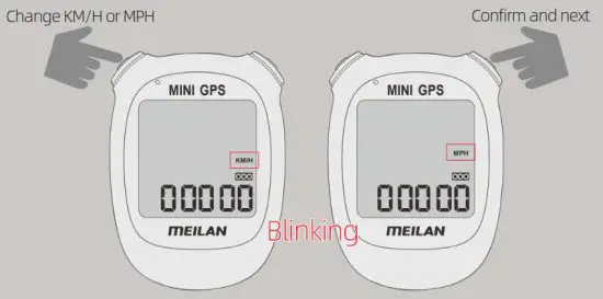 MEILAN M3 Mini GPS Bike Computer - Confirm and nextK