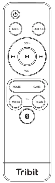 Tribit BTS60 21 Channel Soundbar - Remote