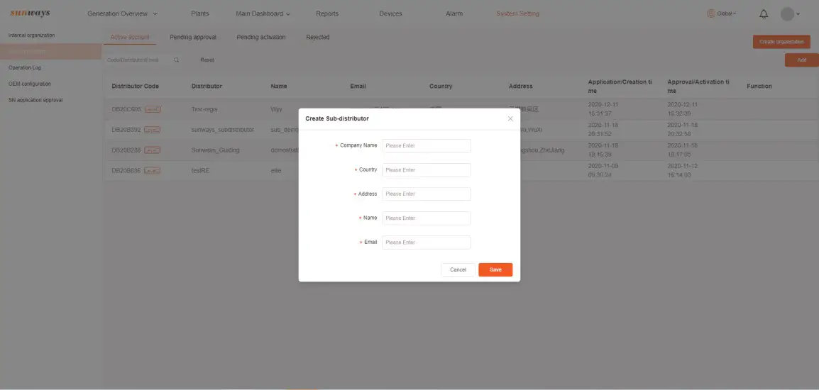 sunways Smart Plants Monitoring and Management Platform- Create