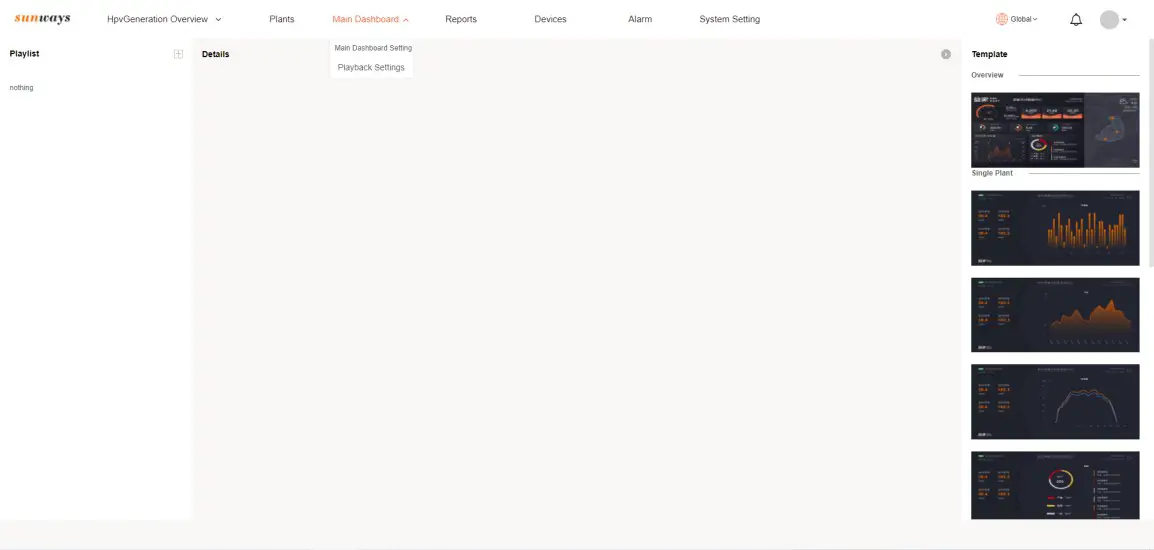 sunways Smart Plants Monitoring and Management Platform- Main Dashboard