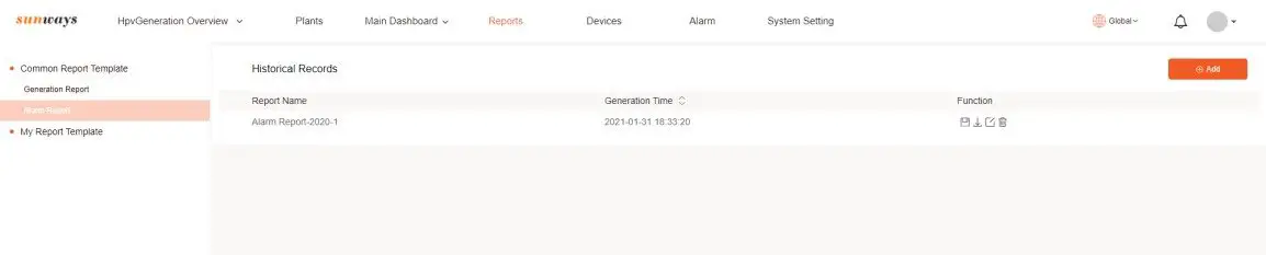 sunways Smart Plants Monitoring and Management Platform- Reports 2