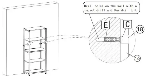 TERAVES CD Ass01 47 Office Computer Desk with 5 Tier Storage Shelves - Installation 10