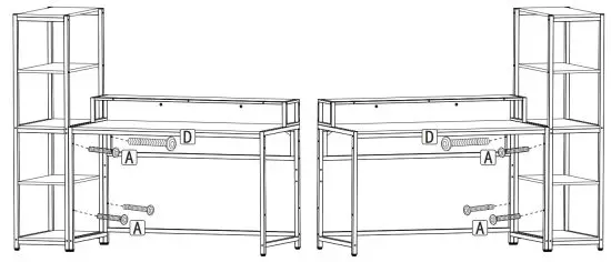TERAVES CD Ass01 47 Office Computer Desk with 5 Tier Storage Shelves - Installation 11