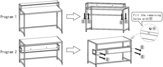 TERAVES CD Ass01 47 Office Computer Desk with 5 Tier Storage Shelves - Installation 6