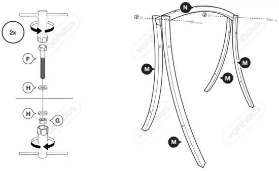 VonHaus 2500340 2 Seater Wooden Swing Seat - figure 3